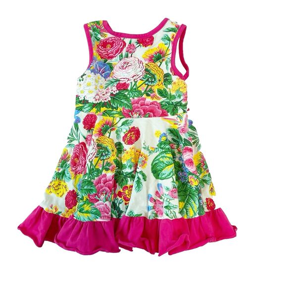 Lily & Londyn's Dress Girls Size 2T Multicolor Floral Ruffle Sleeveless Stretch‎ - Picture 2 of 4